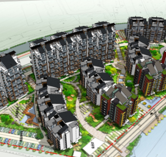 现代小区规划su模型