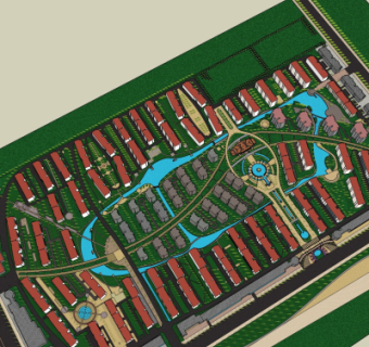 现代小区规划su模型