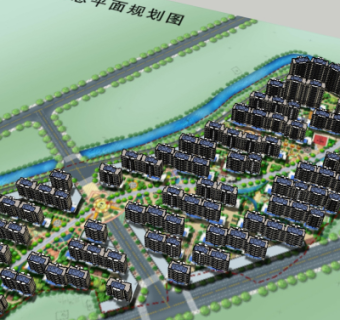现代小区规划su模型