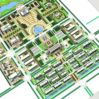 现代小区规划su模型