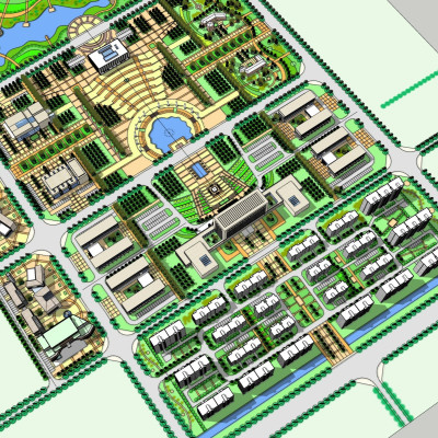 现代小区规划su模型