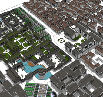 中式古镇规划设计su模型