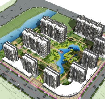 现代小区规划su模型