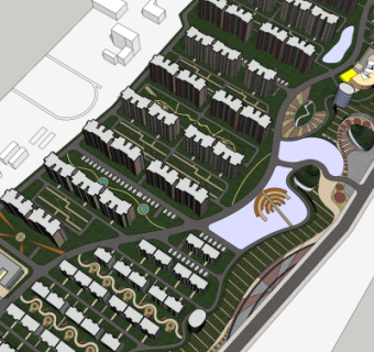 现代小区规划su模型