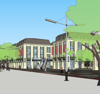 新古典商业街su模型