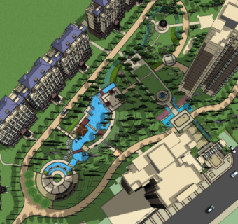 欧式小区规划su模型