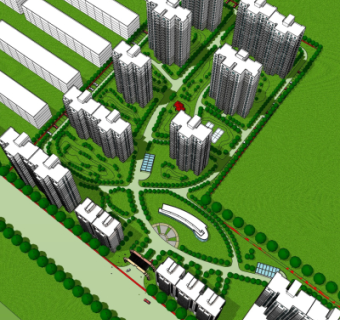 现代小区规划su模型