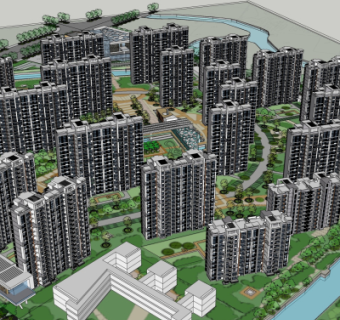 现代小区规划su模型