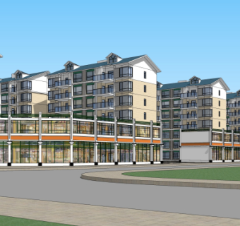 欧式商业街su模型