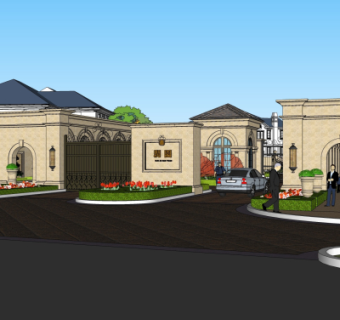 欧式小区入口免费su模型