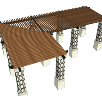 现代长廊廊架免费su模型