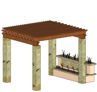 现代廊架免费su模型