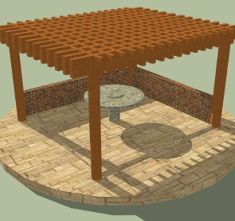 现代廊架免费su模型