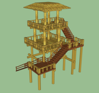 自然风实木观赏台su模型