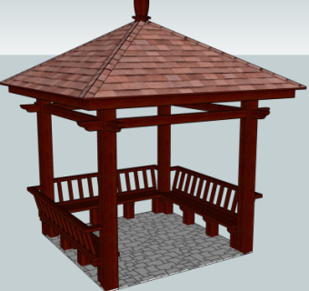 中式凉亭su模型