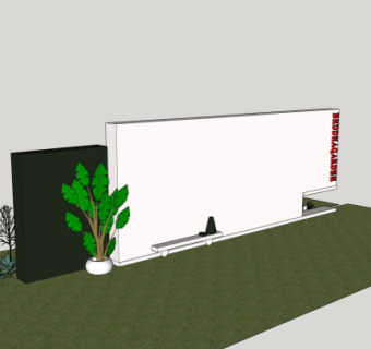 现代景观墙su模型