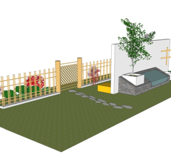 自然风院墙免费su模型