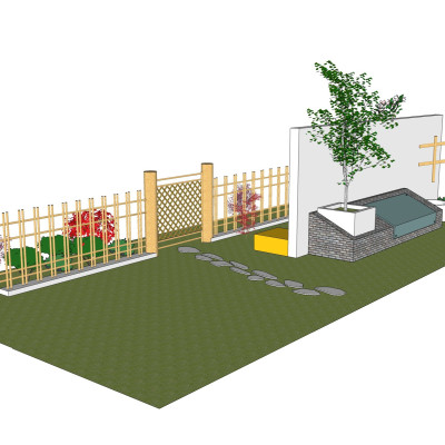 自然风院墙su模型