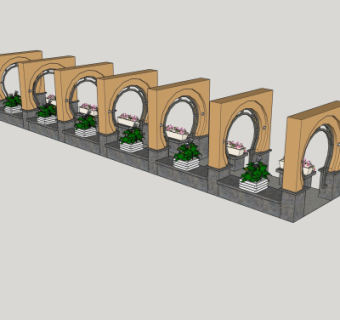 中式长廊免费su模型