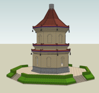 中式古塔su模型