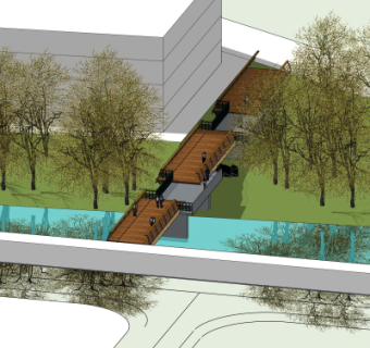 现代跨河景观桥免费su模型