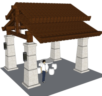 中式凉亭su模型