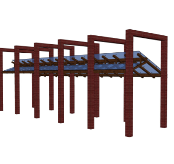 中式廊架免费su模型