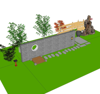 现代绿植假山园艺小品su模型