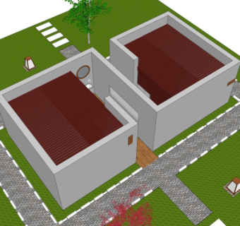 中式公用卫生间su模型