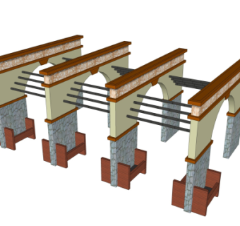 简欧廊架su模型
