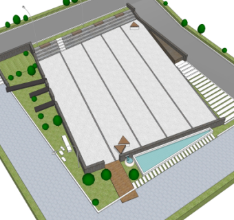 现代广场外观su模型