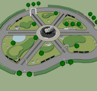 现代绿化广场su模型