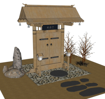 中式院门免费su模型