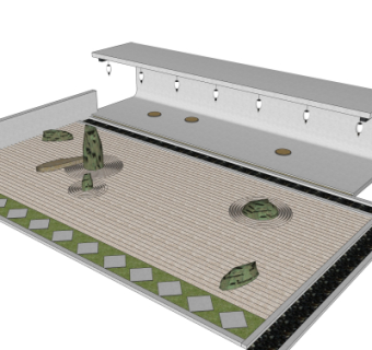 中式枯山水园艺su模型