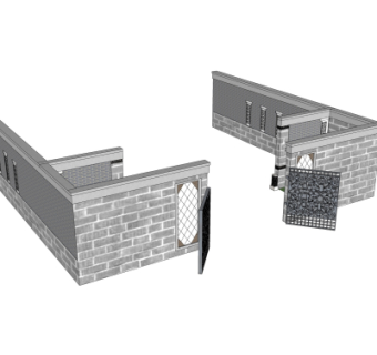 中式围墙院墙免费su模型