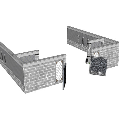 中式围墙院墙su模型
