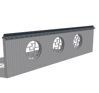 中式围墙院墙免费su模型