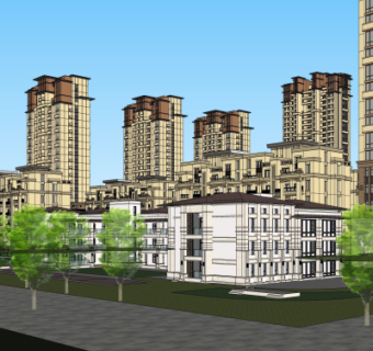 新古典高层公寓楼su模型