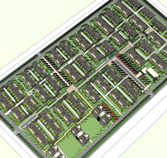 现代小区规划su模型