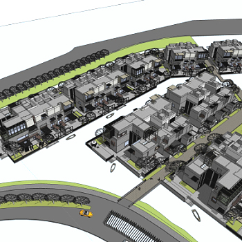 现代别墅区规划su模型