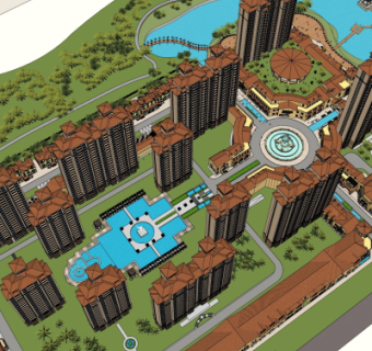 欧式小区规划su模型