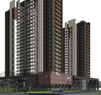 现代公寓楼su模型