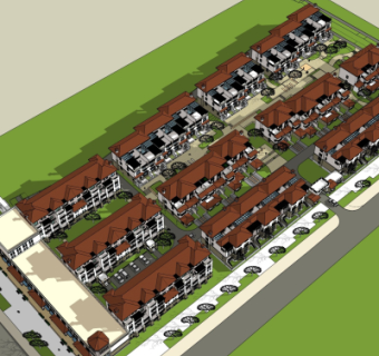 欧式小区规划su模型