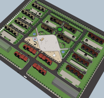 现代小区规划su模型