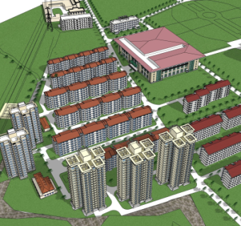 现代小区规划su模型