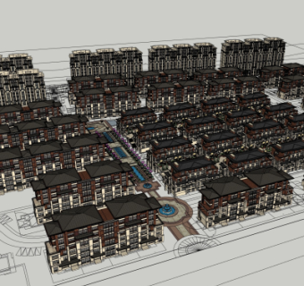 新古典小区规划su模型