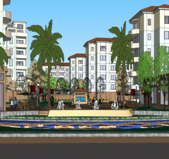 欧式小区入口免费su模型