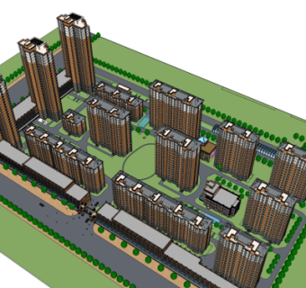 现代小区规划su模型