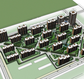 现代小区规划su模型