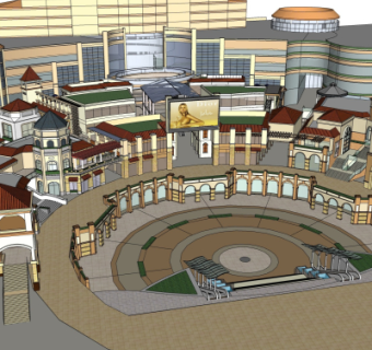 欧式商业街su模型